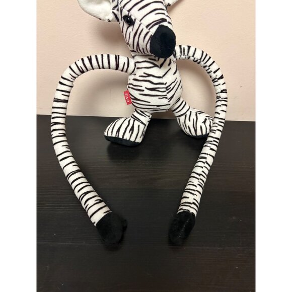 FAO Zebra Plush Toy With Adjustable Sliding Arms & Legs Black & White Striped - Picture 4 of 7